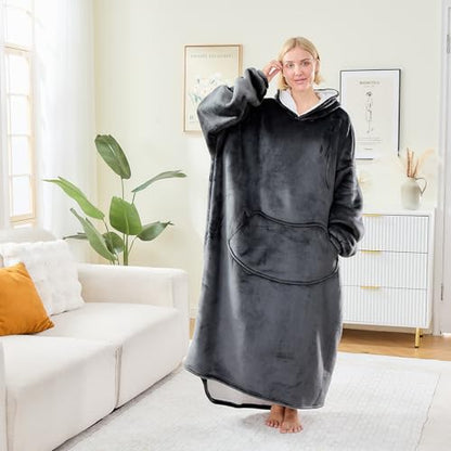 Moinlizy Oversized Wearable Blanket Hoodie for Women Men - color: Dark Grey