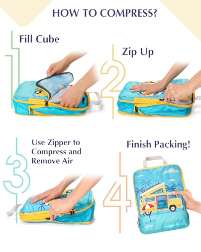Gonex 10-Piece Compression Packing Cubes with Travel Organizer Set - color: 10-Yellow, size: 10 Set