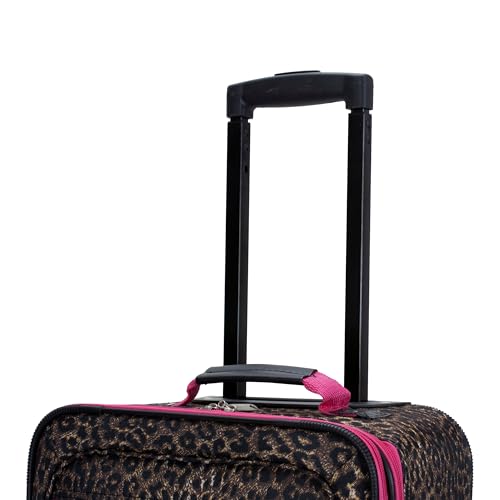 Rockland Fashion Softside 2 Piece Luggage Set, Expandable, (14" Tote/19" Upright), Pink Leopard - color: Pink Leopard, size: 2 Piece (19"/14" Tote)