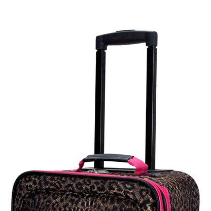 Rockland Fashion Softside 2 Piece Luggage Set, Expandable, (14" Tote/19" Upright), Pink Leopard - color: Pink Leopard, size: 2 Piece (19"/14" Tote)