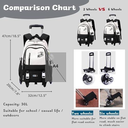 Girls Boys Rolling Backpack, Elementary Middle School Kids Bookbag Roller Backpack for Boys Girls with 2 Wheels, Brown - color: 2 Wheels-01-brown, style: 2 Wheels