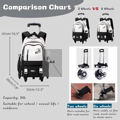 Girls Boys Rolling Backpack, Elementary Middle School Kids Bookbag Roller Backpack for Boys Girls with 2 Wheels, Brown - color: 2 Wheels-01-brown, style: 2 Wheels