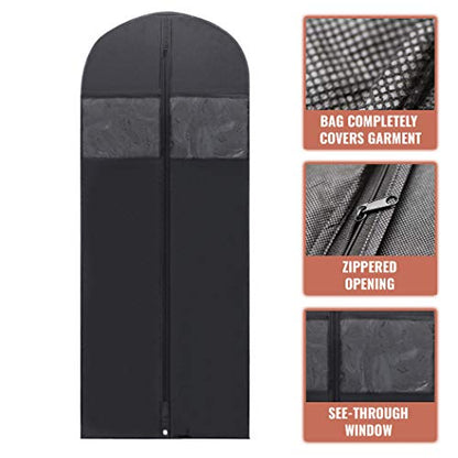 PLX 60" Inch Black Garment Bags for Long Hanging Clothes - size: 6 pack black: 60” x 24”