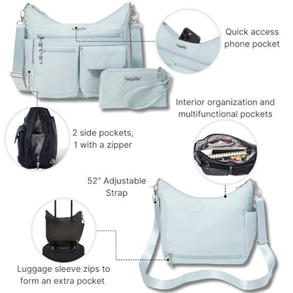 Baggallini Modern Everywhere Crossbody Bag for Women 11x9x4.5 Rfid Hobo Bag - color: Pool