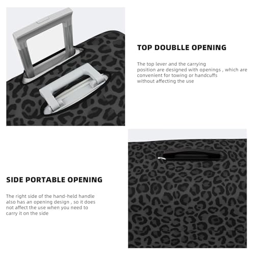 Leopard Print Black Luggage Suitcase Covers (Not Included Suitcase) Elastic Travel Luggage Cover With Zipper Anti-Scratch Travel Suitcase Protective Cover For Kid And Adult L (Fit 25-28 Inch Luggage) - color: Leopard Print Black, size: L (Fit 25-28 Inch L