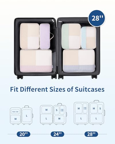 Narwey Packing Cubes for Travel, Luggage Organizer Bags for Women Kids - color: Stripe Combined
