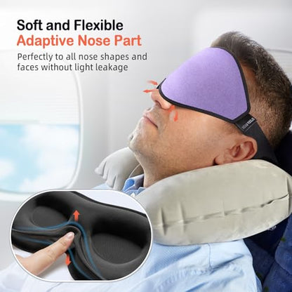 LitBear Sleep Mask for Side Sleeper Women Men, Eye Mask for Sleeping - color: Light Purple