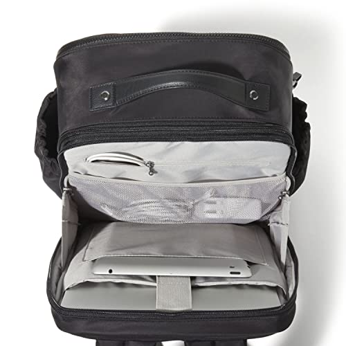 Baggallini Tribeca Expandable Laptop Backpack - 15"x11" Lightweight RFID Computer Bag for Work & Travel with Luggage Sleeve - color: Black Twill