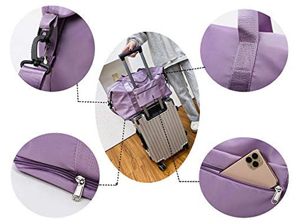 Expandable Travel Duffle Bag Weekender Carry on Bag for Women, Purple - color: Purple