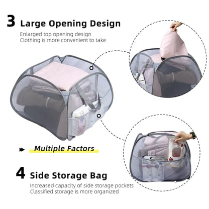 Collapsible Laundry Basket, 90L Mesh Pop-up Hamper with Handles - color: White, size: Square-Mesh，1 Pack
