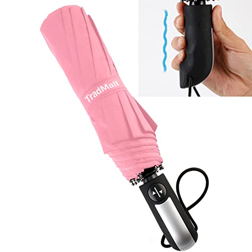 TradMall Travel Umbrella Windproof 56 Inches Canopy, Pink - color: Pink, size: 56 Inches