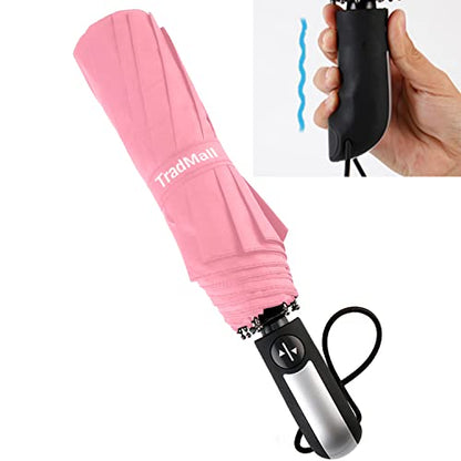 TradMall Travel Umbrella Windproof 56 Inches Canopy, Pink - color: Pink, size: 56 Inches