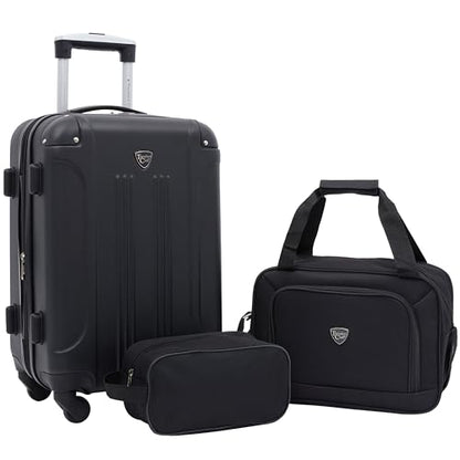 Travelers Club Chicago Hardside Expandable Spinner Luggage, Black, 3 Piece Set - color: Black, size: 3-Piece Set