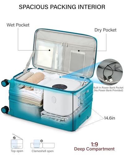 Hanke 28 Inch Expandable Checked Luggage, Large Trunk Luggage - color: Caribbean Blue, size: Expandable 28 Inch