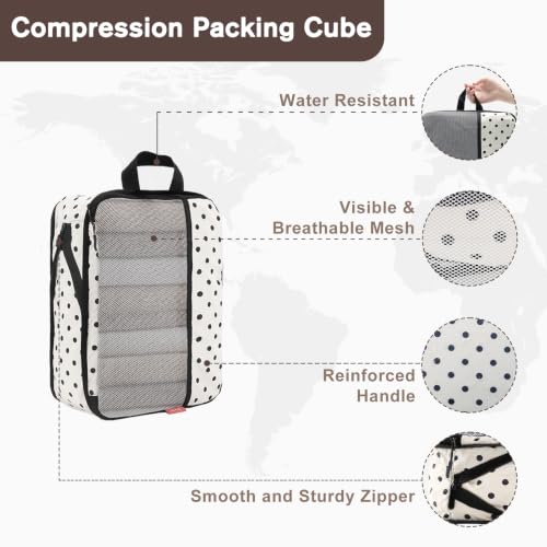 U+U 10 Set Compression Packing Cubes, Travel Organizers (Polka Dot) - color: Polka Dot-02, size: 10 Set