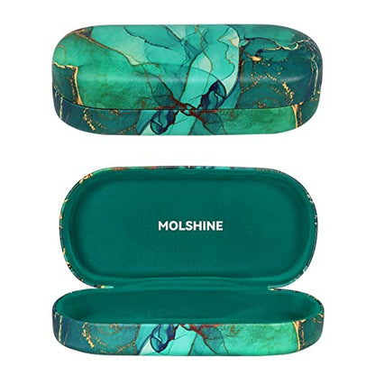 molshine Hard Shell Sunglasses Case,Classic Large Glasses Case for Women Men,Sunglass Eyeglasses - color: Emerald Green