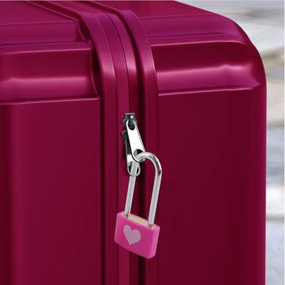 Dnyta 2 Packs Keyed Padlocks Long Shackle Padlock with Key Decorative Locks - style: Square heart pattern- Pink