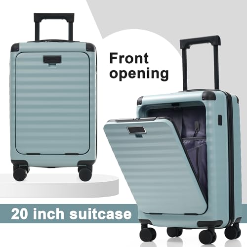 Merax Hardside Luggage Set,5 Piece Front Opening Suitcase Set.Light Blue - color: Light Blue, size: 5 Piece(20/24/28/DB/TB)