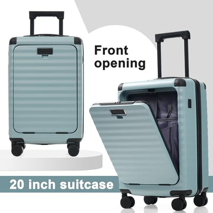 Merax Hardside Luggage Set,5 Piece Front Opening Suitcase Set.Light Blue - color: Light Blue, size: 5 Piece(20/24/28/DB/TB)
