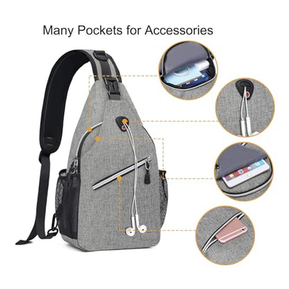 MOSISO Small Sling Bag for Men, Crossbody Shoulder Chest Daypack Bag - color: Gray