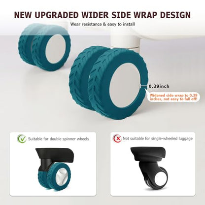 Luggage Wheel Covers, Anti Dust & Scratch, For 2-2.4" wheels - Lake Blue - color: Lake Blue