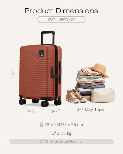 Coolife Luggage Carry-On, Lightweight PC Hardside Suitcase, 20-Inch, Black - color: Brown, size: Carry-On 20-Inch