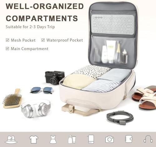 Arcoyard Underseat Carry On Luggage with Wheels, 17.3" Personal Item Bag - color: Beige