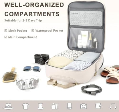 Arcoyard Underseat Carry On Luggage with Wheels, 17.3" Personal Item Bag - color: Beige