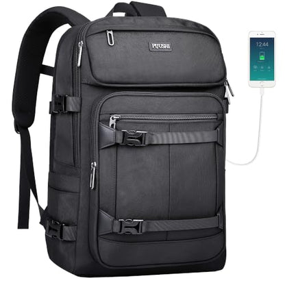 PIJUSHI Travel Backpack 35L Carry On Backpack Flight Approved - color: Updated Black