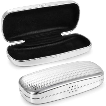Hifot Metal Eyeglass Case Hard Shell, Aluminum Spectacles Box Sunglasses Case for Men Women, Reading Glasses Holder - color: Silver-2