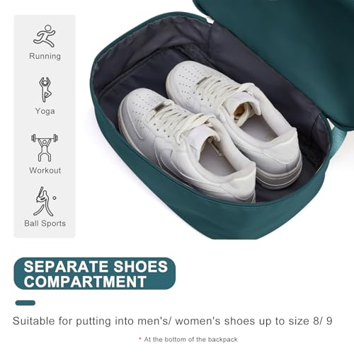 coofay Gym Backpack For Women, Gym Bag with Shoe Compartment - color: A-peacock Blue, size: Small