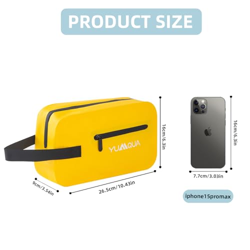 YUMQUA Mens Waterproof Toiletry Bag Dopp Kit for Travel Sport Gym Bathroom - color: Yellow
