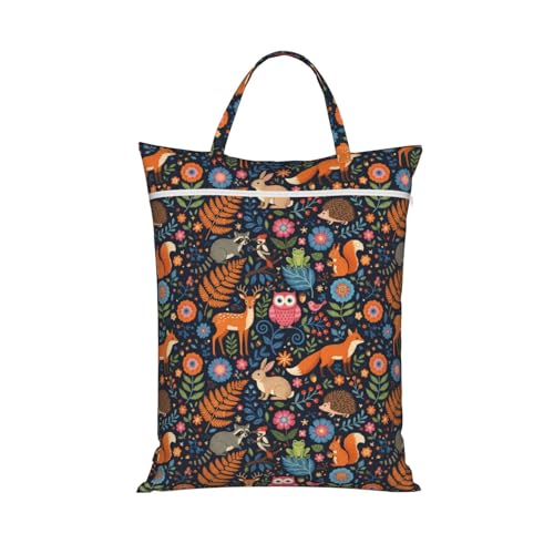 Forest Animal Travel Laundry Bag Washable Dirty Clothes Bag for Gym - color: Forest Animal