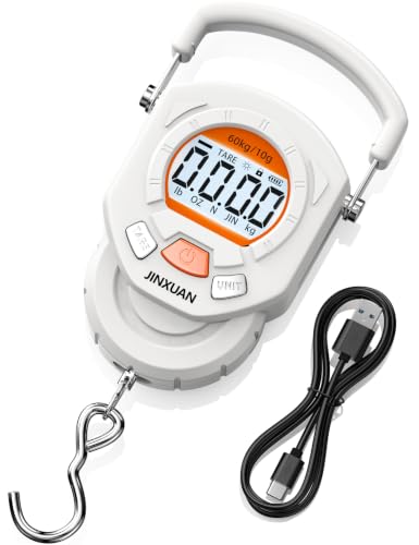 Fishing Scale 132lb/60kg Luggage Scale Digital Fish Scale with Backlit LCD Display, Fish Weight Scale Luggage Weight Scale Hanging Scale with 4 Units USB Cord, Fishing Accessories Fishing Gift - style: USB Rechargeable