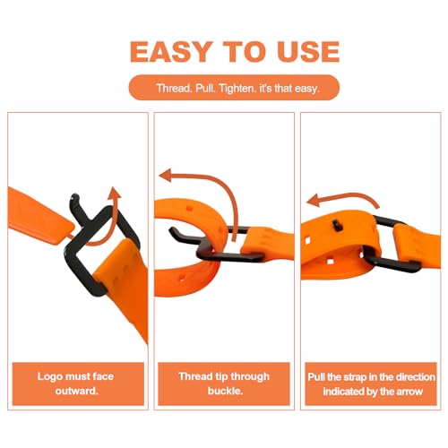 4 Pack 14" Rubber Tie Down Straps,Quick Lashing Straps with Buckles - color: Orange, size: 14" Length / 4 Pack