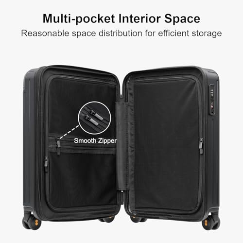 LEVEL8 Carry on Luggage Airline Approved, Hardshell Suitcases with Spinner Wheels, PC Expandable Luggage, 20 Inch, Black - color: Black, size: 20 Inch - Expandable