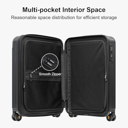 LEVEL8 Carry on Luggage Airline Approved, Hardshell Suitcases with Spinner Wheels, PC Expandable Luggage, 20 Inch, Black - color: Black, size: 20 Inch - Expandable