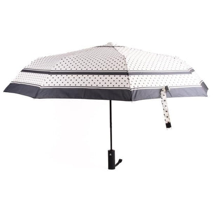 Nollia Compact Travel Umbrella with Auto Open – Windproof Folding Umbrella, Lightweight & Portable for Rain - color: G. Black & White Polka Dot
