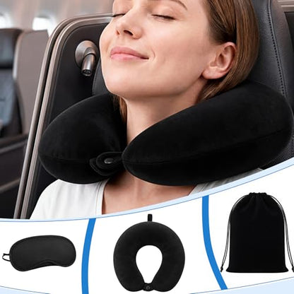 Sosation 3 Pcs Airplane Sleep Support Set Includes Arm Travel Sling Wrap Blanket, Memory Foam Neck Pillow and Light-Blocking Eye Mask, Flight Sleeping Essentials Comfort for Long-Distance Travel