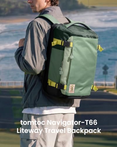 tomtoc Travel Backpack 40L, TSA Carry On Bag Flight Approved, PFAS Free - color: Moss Green-ripstop, size: 40L