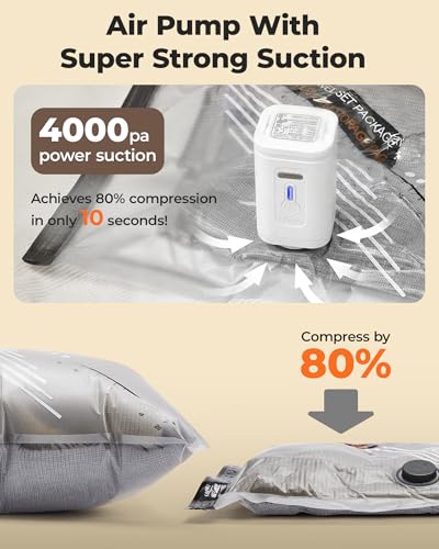 BAGSMART 21 Pack PA+PE Travel Vacuum Bags with Wireless Pumpe - size: 21-Pcs Travel Set