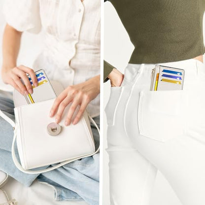Tipmile Womens Credit Card Holder Wallet, Small Slim RFID Blocking Sleeve - color: Cream White