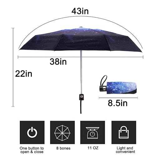 Goothdurs Automatic Mini Travel Windproof Umbrella Compact Auto Open/Close Small Lightweight Folding Rain Umbrellas for Women Men - color: A2-Starry