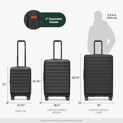 Traveler's Choice Novia Top Opening Expandable Polycarbonate Luggage with Spinner Wheels, Black, 30-Inch Large - color: Black, size: 30-Inch Large