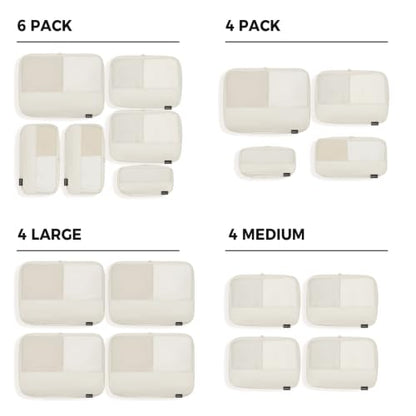 4 Piece Compression Packing Cubes for 3–7 Day Travel, Off White - color: Off White, size: 4 Pack