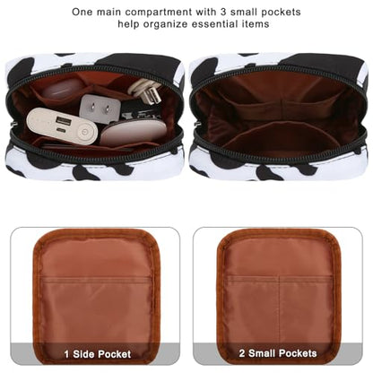Electronics Travel Organizer, Small Tech Pouch for Cables & Chargers - color: Cow
