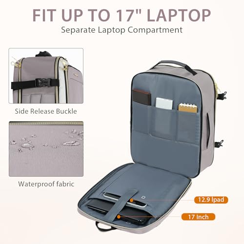 KROSER Laptop Backpack Computer Backpack 17 Inch Men-Beige/Dusty Pink/Grey - color: Beige/Dusty Pink/Grey