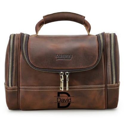 CONTACTS Personalized Toiletry Bag for Men Travel Bathroom Shaving Dopp Kit - color: Custom