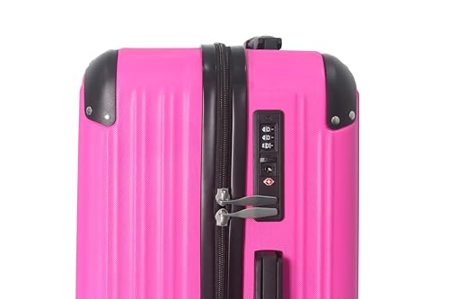 3-Piece Luggage Set 3 (20"/24"/28"), Hardside Suitcases with 8 Spinner Wheels, Scratch-Resistant ABS Shell, set2, set3 Travel Suitcase, TSA Lock (Ribbed Surface, Pink) - color: Pink, style: Ribbed Surface