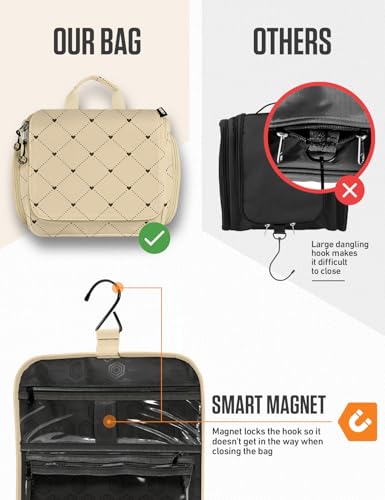 VENTURE 4TH Hanging Travel Toiletry Bag, 17 Compartments - Beige Diamonds - color: Beige Diamond
